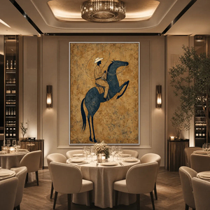 Midnight Wrangler Rustic Wabi Sabi Equestrian Painting On Canvas <b>With</b> <b>Frame</b> Indoor Decor Classic Style Art <b>Print</b> - Product Image 3