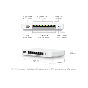 Ubiquiti UDB-<b>Switch</b> <b>WiFi</b> 7 Device Bridge, 10GbE + 7x 2.5GbE PoE+ Desktop <b>Switch</b> UniFi Device Ubiquiti UDB-<b>Switch</b> W1227 - Product Image 2