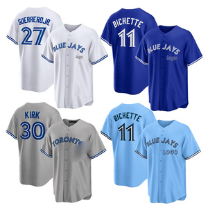 Kaos Jersey Baseball Pria Toronto Edisi Terbatas 2025, Seragam Bordir Custom dengan Logo, Biru Muda - Product Image 1
