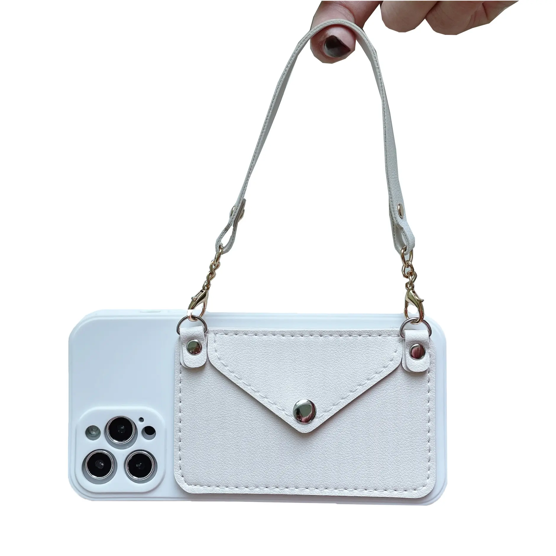 เคสกระเป๋าสตางค์ทรงซองจดหมายหนัง PU สำหรับ iPhone 14 Pro เคสโทรศัพท์กระเป๋าถือเชือกเส้นเล็ก