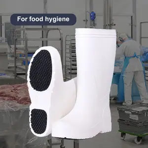 Botas de lluvia de espuma EVA impermeables antideslizantes resistentes al aceite ultraligeras para la industria de procesamiento de alimentos de chef de cantimplora sanitaria blanca