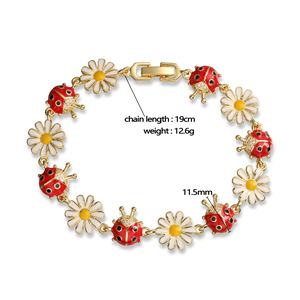 Mignon Design Cuivre Plaqué Or <span class=keywords><strong>Bracelet</strong></span> Insecte Rouge Coccinelle <span class=keywords><strong>Bracelet</strong></span> Tournesol <span class=keywords><strong>Bracelet</strong></span> Bijoux Cadeaux pour Femmes - Product Image 6
