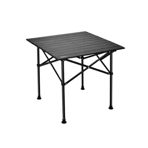 OEM manufacturer outdoor ultralight roll up mini aluminium bbq wood portable picnic round easy fold camp table and chair set