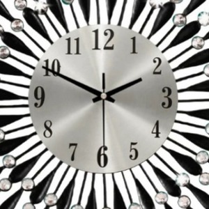 <b>Gold</b> Sunburst Wall <b>Clock</b> Decorative Metal Hanging <b>Clock</b> Rhinestone Accent Timepiece for Living Room Entryway - Product Image 3