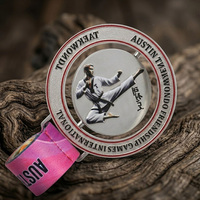 Médaille personnalisée plaquée argent, médailles sportives rotatives, médailles personnalisées en alliage de zinc creux, médailles personnalisées imprimées, Taekwondo