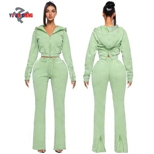 Tute Sportive con Felpa con Zip e Pantaloni Jogger, Set Personalizzato in Due Pezzi, Abbigliamento Streetwear da Donna, Produttori di Abbigliamento - Product Image 2