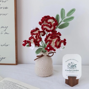 Arreglo Floral Creativo de Claveles en Jarrón, Flores Tejidas a Mano con Hilo, Decoración de Escritorio <span class=keywords><strong>para</strong></span> Regalo de Inauguración de Casa, <span class=keywords><strong>Flor</strong></span> de Ganchillo - Product Image 2