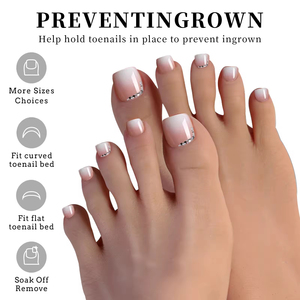 Lot de 120 <span class=keywords><strong>faux</strong></span> ongles carrés en ABS rose nude scintillant, à presser, pour pédicure artistique - Product Image 5