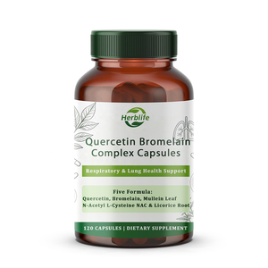 Capsules de Quercétine et Bromélaïne à Marque Blanche OEM, Feuille de Molène, N-Acétyl L-Cystéine (NAC), Racine de Réglisse pour la Santé Respiratoire et Pulmonaire - Product Image 1