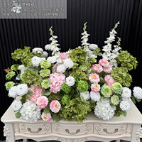 Arrangement floral de mariage personnalisé rose et vert, fleurs artificielles en soie, hydrangeas verts, orchidées roses, boule de fleurs pour la décoration de fête