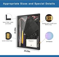 Cadre de présentation 23x31 pouces pour diplôme de remise de diplôme, protection UV, en bois et acrylique, avec portes, pour toque, robe de cérémonie, diplôme, étole et cordons (Cadre de diplôme de licence - 1 pièce)