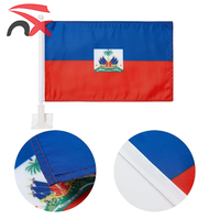 Drapeau de voiture personnalisé en polyester de haute qualité 30*45 cm, drapeau haïtien pour fenêtre avec mât en plastique – Vente en gros