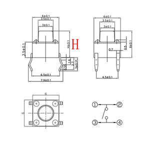 200 Stks/doos 6X6Mm Micro-Push Tact <span class=keywords><strong>Switch</strong></span> Kit 6X6X4.3Mm-13Mm Mini Tactiele Toggle Touch Knop Pcb Momentary <span class=keywords><strong>Dip</strong></span> 4pin Drukknop - Product Image 2