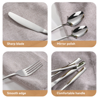 Vente en gros en vrac à bas prix de 4 pièces Couverts de fantaisie Ensemble de couverts en acier inoxydable Ensembles de couverts en argent pour cuisine Cadeau de fête