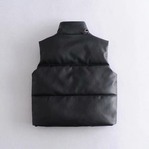 Gilet de costume <span class=keywords><strong>sans</strong></span> manches pour <span class=keywords><strong>femme</strong></span>, élégant, imperméable, en PU <span class=keywords><strong>noir</strong></span>, avec garniture en <span class=keywords><strong>fourrure</strong></span>, en toile, fermeture éclair, collection hiver 2022 - Product Image 4
