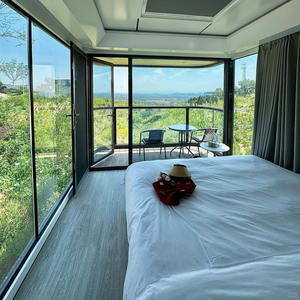 현대 우주 테마 태양열 구동 친환경 아연 도금 스틸 캡슐 하우스 호텔 비행선 포드 마이크로 선박 비행기 리조트 - Product Image 4