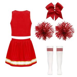 Ensemble de tenue de danse de cheerleading pour filles de 6 à 16 ans, haut court et jupe assortis, pour les réunions sportives scolaires, les spectacles sur scène - Product Image 3