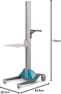 <span class=keywords><strong>Ameise</strong></span> Elektrischer Hebelhubtisch 80 kg Tragfähigkeit 12 V Batterie (7,2 Ah) Legierungsstahl Aluminium 434x418 mm Plattform 1.440 mm Hubhöhe - Product Image 2