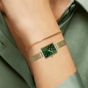 Montre-bracelet personnalisable avec logo pour femme, mouvement japonais, montre simple et élégante pour femme, montre à quartz carrée en acier rose, ensemble Reloj - Product Image 6