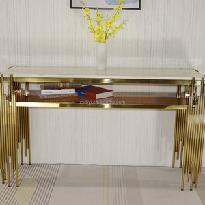 Table <span class=keywords><strong>console</strong></span> en <span class=keywords><strong>acier</strong></span> inoxydable <span class=keywords><strong>verre</strong></span> italien doré table <span class=keywords><strong>console</strong></span> d'entrée en <span class=keywords><strong>verre</strong></span> de luxe pour couloir avec miroir - Product Image 6