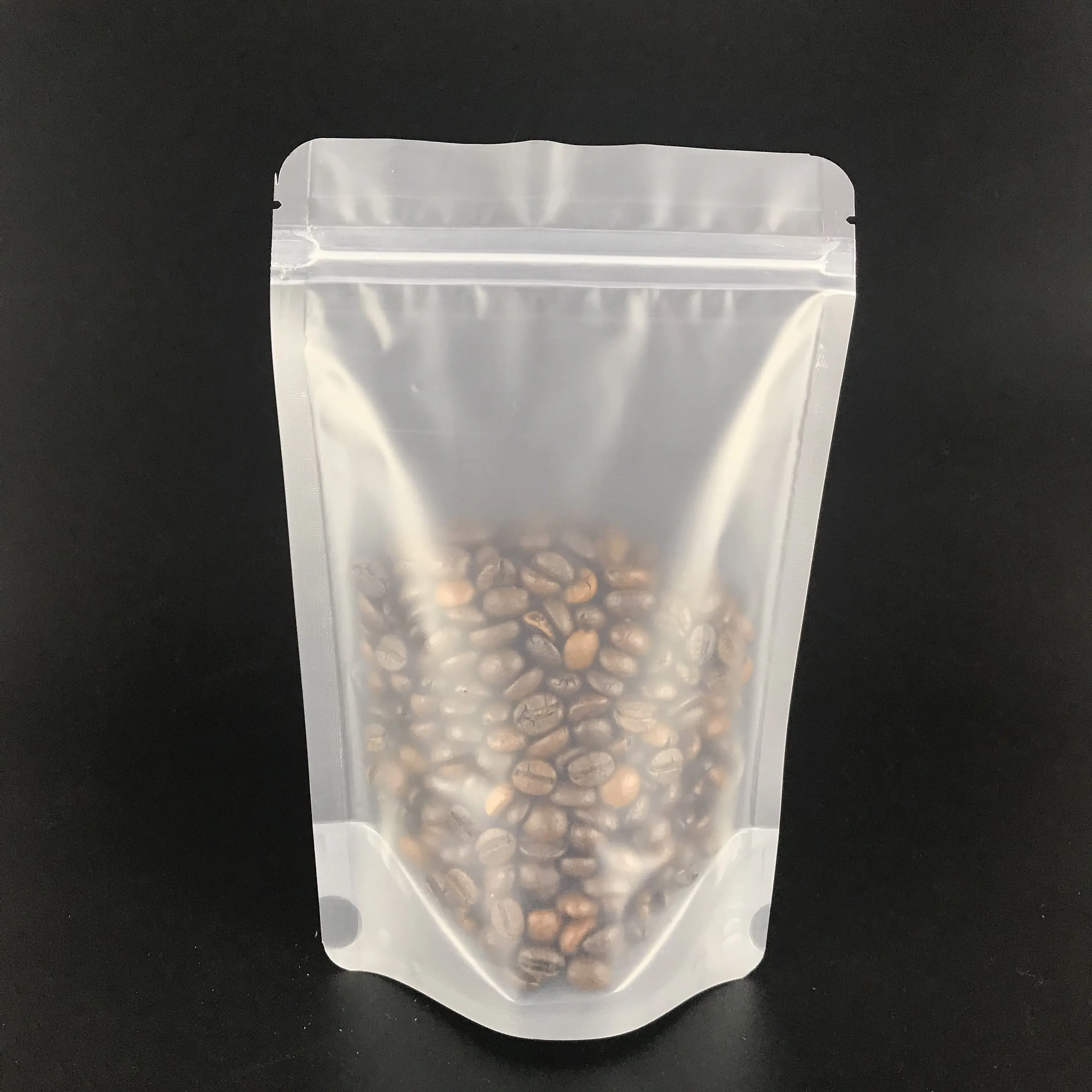 High Quality Coffee Custom Clear Plastic Zipper Bolsas Doypack Frosted Transparent Stand Up Pouches