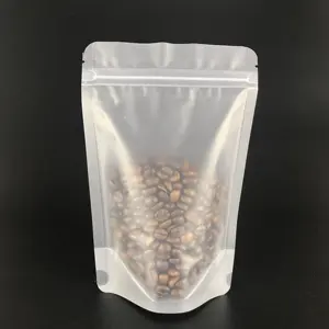 高品质咖啡定制透明塑料拉链垫磨砂透明直立袋