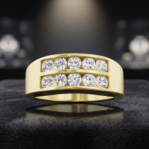 แหวนทองคำขาวประดับเพชรทรงกลมเจียระไนแบบบริลเลียนท์ ดีไซน์คลาสสิกสำหรับทั้งชายและหญิง เหมาะสำหรับเป็นเครื่องประดับงานแต่งงาน - Product Image 3