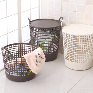 Wholesale plastic Japanese laundry basket portable large dirty clothes basket with lid