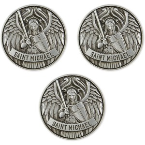 Arcángel St Michael Challenge Coin Antique Silver Plated Protection Souvenir Moneda conmemorativa coleccionable - Product Image 5