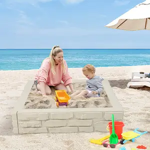 2023 Hot Selling 4ft X 4ft Weather Resistant Outdoor Plastic Sandbox Kit W/Cover