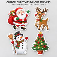 Autocollants en PVC personnalisés pour cadeaux et artisanat, impression couleur, découpe à la forme, finition brillante, ensemble d'autocollants découpés pour Noël