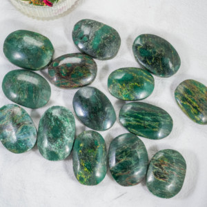 Seven Chakra African <strong>Jade</strong> Gemstone Feng Shui Healing Carved Crystal Palm <strong>Stone</strong> - Product Image 1