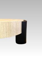 Table basse de salon moderne et minimaliste en MDF avec finition papier marbré et pieds en placage de chêne, vente en gros d'usine