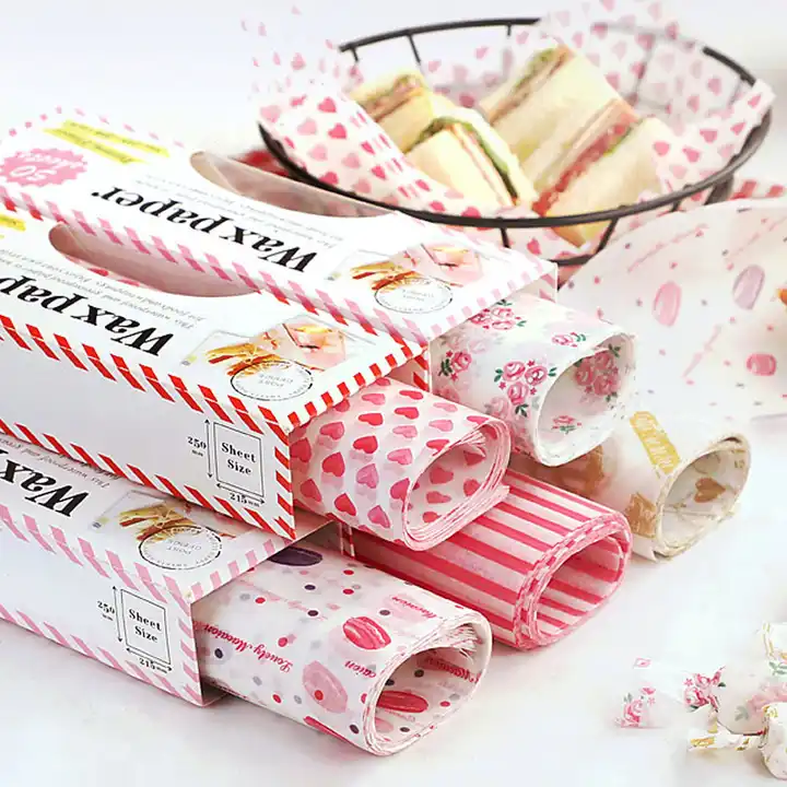 50pcs/lot Wax Paper Food Wrappers Wrapping Paper Food Grade Grease Paper  For Bread Sandwich Burger