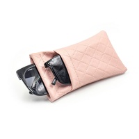 Étui à lunettes double compartiment avec fermeture à pression, étui pour téléphone portable, étui à lunettes de soleil en cuir