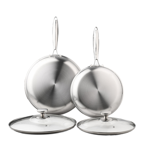 <span class=keywords><strong>Set</strong></span> di <span class=keywords><strong>Padelle</strong></span> Antiaderenti in <span class=keywords><strong>Acciaio</strong></span> Inox 304 con Coperchio in Vetro, Compatibile con Gas e Induzione, per Bistecche e Pancake - Product Image 1