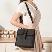 Sac à déjeuner isotherme en tissu Oxford de style japonais avec bouton-pression, boîte à bento, sac fourre-tout, design portable à bandoulière pour les employés de bureau et les étudiants