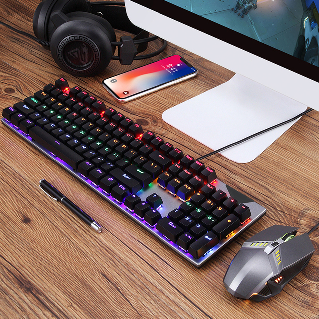 USB Wired Keyboard 105 Keys Silent Office Feeling Membrane Creamy Gaming Keyboard
