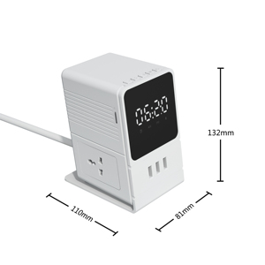 New Arrival hộ gia đình đa chức năng phổ USB mở rộng Ổ cắm điện với Bluetooth Loa kỹ thuật số Đồng hồ báo thức - Product Image 3