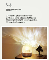 Lampe d'ambiance LED rotative personnalisable en bois de noyer, avec contrôle tactile, effet vague d'eau, veilleuse de chevet pour chambre à coucher