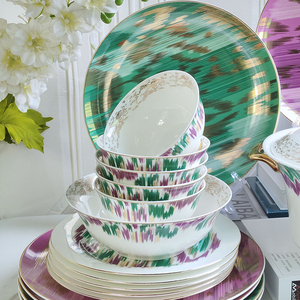 Wholesale 43-pieces Bone China Luxury Ceramic <b>Dinnerware</b> <b>Set</b> Luxury Porcelain Dinner Designer <b>Dinnerware</b> <b>Set</b> for Home - Product Image 2