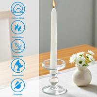 Bougies coniques en vrac personnalisées à marque privée, sans goutte, à mèche en coton épaisse, pour dîner de Noël religieux, couleurs bleu véritable et blanc ivoire