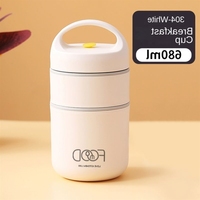 Set de Boîtes à Repas Isothermes Bento en Acier Inoxydable Garde-au-Chaud pour Enfant à l'École avec Sac Repas