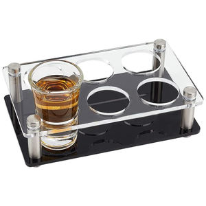 Support à verres à whisky et <span class=keywords><strong>tequila</strong></span> pour restaurant, club, bar, réunion de famille, fête, plateau de service à dégustation en acrylique à 6 trous - Product Image 1