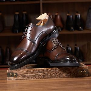 Nouvelles Chaussures Habillées Formelles pour Hommes - Oxfords Carrés à Lacets Respirants Légers avec Semelle Extérieure en Caoutchouc Antidérapant et Patchwork en Cuir Véritable - Product Image 3