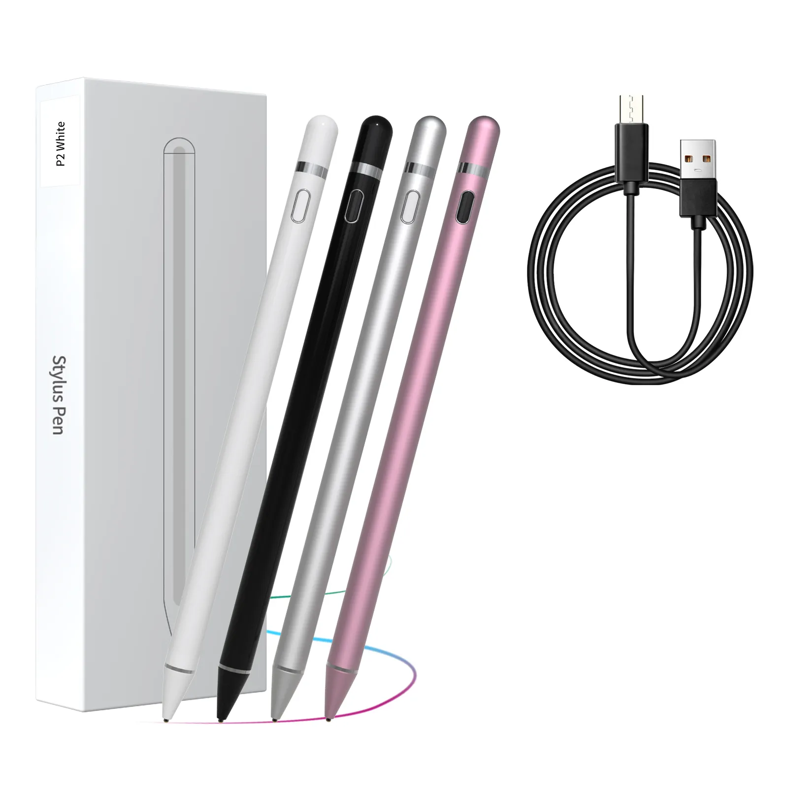 Pensil Stylus Aktif Pena Sentuh Universal, Pena Penolakan Telapak Tangan Lapiz Taktis untuk Apple iPad Tablet Ponsel Layar Sentuh