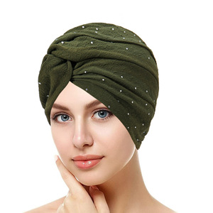 <span class=keywords><strong>CELESTE</strong></span> Turbante Negro Mujer con Lunares Dorados Diadema Ajustable Algodón Alambre Protector Diseño - Product Image 3