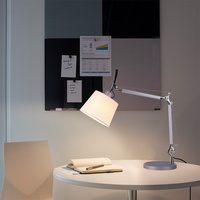 Lampe de table pliable à double bras, style minimaliste moderne, avec abat-jour en tissu, tension universelle, pour hôtel, maison d'hôtes, salon