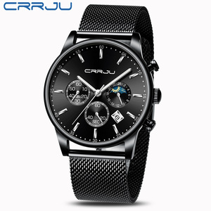 Montre à quartz CRRJU 2266, nouveau design, bracelet en maille étrange, étanche, chronographe 24 heures, calendrier, montre de <span class=keywords><strong>course</strong></span> - Product Image 6