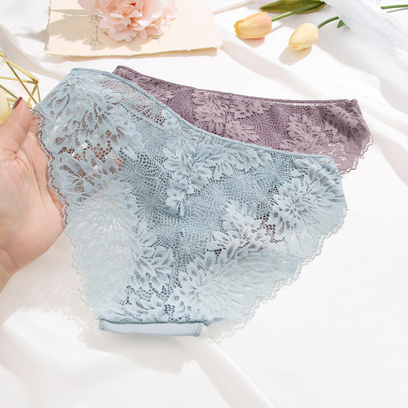 Hot Selling Cotton Women's Underwear Girls' Lace for Period Pants Knitted Bikini Weave Ladies' Bulk Panty Without Photo